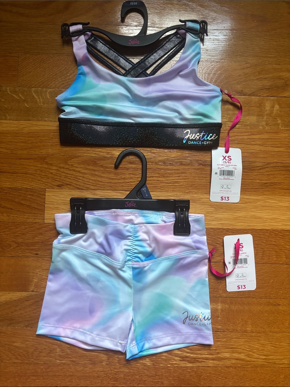 Justice Pastel Tie-Dye Dance Crop Top & Shorts Set - Lavender Aqua Mint